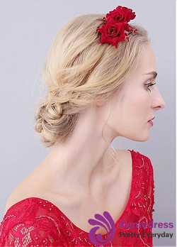 Ornaments With Cloth Roses & Rhinestones Wedding Hair